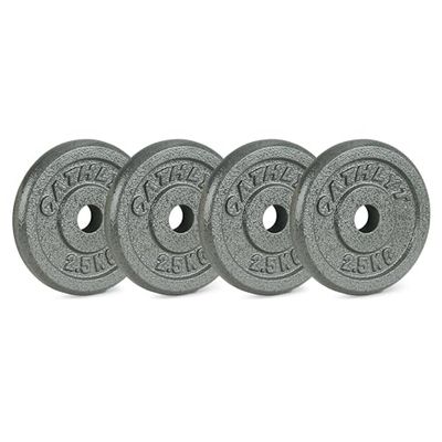 Athlyt 1-inch gietijzeren halterschijven, 4 x 2,5 kg, zwart