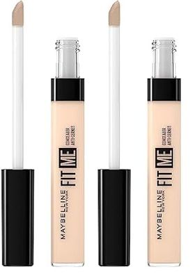 Maybelline New York, Corrector de Ojeras e Imperfecciones Fit Me, Todo Tipo de Pieles, 08 Nude, 6,8 ml (Paquete de 2)