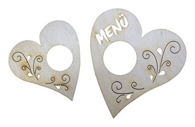 'Petra S Bricolage-News A Kit de ms18sr18 Décoration de Table 13 pièces en Bois, Cœur avec Tribal, Comprenant 3 Menu Support et 10 Porte-Serviettes