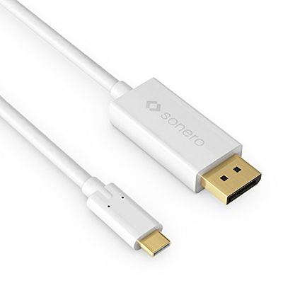 sonero UCC021-020 USB-C naar DisplayPort-kabel, 4K @60Hz met 18Gbps, USB 3.1, Alt Mode, Thunderbolt 3 compatibel voor MacBook Pro, Samsung S8, Dell XPS 15 en andere USB-C computers, 2,0m wit