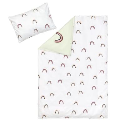 LÄSSIG Kinderbeddengoedset van biologisch katoen, GOTS-gecertificeerd, 2-delig/Beddengoedset, Rainbow milky/mint