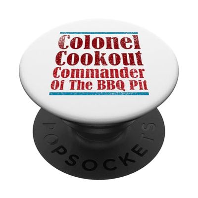 Colonel Cookout Commander Of The BBQ Pit Barbacoa ahumador PopSockets PopGrip Adhesivo