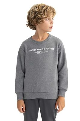 DeFacto Knitted Sweat Shirt voor jongens, antraciet, 9-10 Jaar