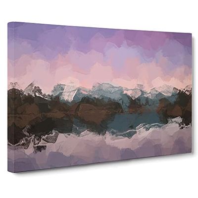 Reflection Of The Mountains In Abstract Modern Art Canvas Wall Art Print Ready to Hang, Framed Picture for Living Room Bedroom Home Office Décor, 20x14 Inch (50x35 cm)