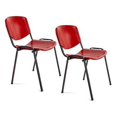 OFITURIA Sin Ruedas, Polipropileno, Rojo, 2 Sillas
