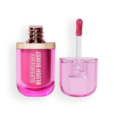 Revolution Superdewy Liquid Blush Burst - Blush liquido coprente buildable per guance, formula siero con peptidi e acido ialuronico, Vegan - Peach Spritz - 4,2 ml