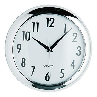 Premier Housewares Relógio redondo de parede (24 cm), cor cromada