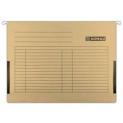 DONAU 7420905-02 - Bolsa colgante con ranas de lino (cartón reciclado, 230 g/m², para DIN A4, 5 unidades), color marrón