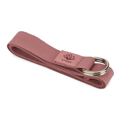 TREXO Roze yogariem, 183 x 3,8 cm, D-vormige gesp, eenvoudige lengte-instelling voor verschillende asana's, aangepast aan verschillende voorkeuren, ideale yogariem-accessoire voor iedereen