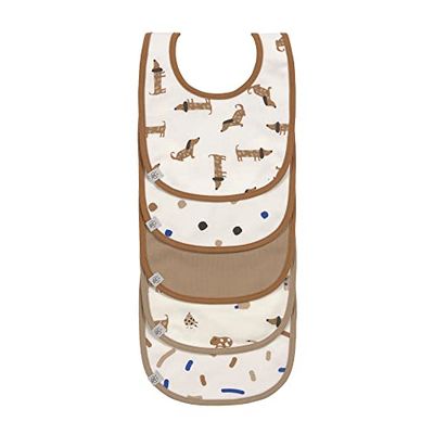 LÄSSIG Baby Toddler Bib Set (5 Pieces) Velcro Cotton Waterproof Value Pack Bib Little Mateys Royal Blue