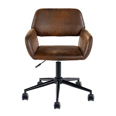 39F FURNITURE DREAM Chaise de Bureau pour Enfant en suède – Pivotante à 360°, Hauteur réglable, accoudoirs rembourrés et roulettes