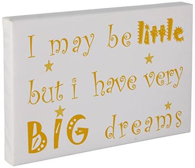 Little Helper 10,5 x 7,4 x 2 cm A7 diamant polerad "I May Be Little But I Have Very Big Dreams" Nyfödd/kristen gåva akryltecken 30 x 20 cm gUL