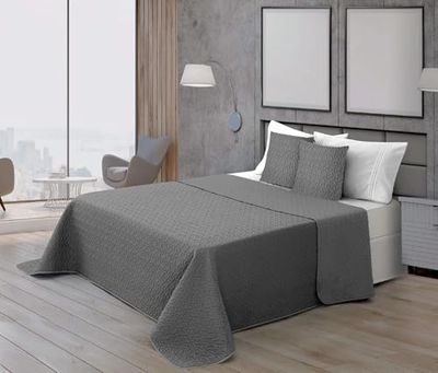 BELUM Couvre-lit Bouti Microsatin 100 GR Modèle Acier pour lit de 135 (235 x 270 cm) Couvre-lit Bouti Extra Doux pour Printemps, été, Automne et Hiver