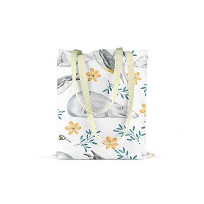 Bonamaison Printed Tote Bag, Reusable Grocery Bag, Shopping Bag, Machine Washable, Foldable, Canvas Cloth Bag with Handles, Size: 34x40 Cm