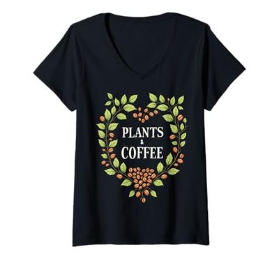 Womens Plants Coffee Vintage V-Neck T-Shirt
