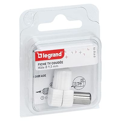 Legrand LEG91019 - Spina Tv coassiale normalizzata maschio, con uscita laterale del cavo, diametro: 9,52 mm