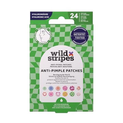 Wild Stripes - Anti-Pimple Patches Groovy Recover - Cerotti brufoli colorati con idrocolloide & acido ialuronico per cura giorno e notte - Anti brufoli e punti neri - 24 pezzi
