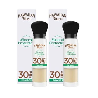 Hawaiian Tropic 2 pędzle do makijażu z ochroną przeciwsłoneczną SPF 30 ze 100% filtrami mineralnymi
