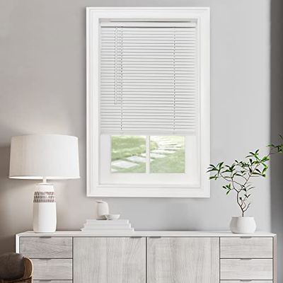 Achim Home Decor Mini Stores sans Fil filtrant la lumière pour fenêtres d'intérieur – 86,4 cm de Large, 162,6 cm de Long, Taille des Lattes de 2,5 cm – Blanc Perle – Stores de fenêtre sans Fil GII