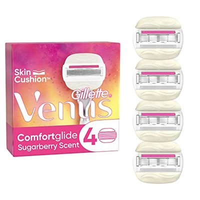 Gillette Venus Comfortglide Sugarberry Navulmesjes Voor Vrouwen, 4 stuks, 5 Mesjes Voor Een Gladde Scheerbeurt En Een Zachte Huid