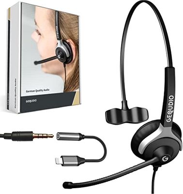 GEQUDIO Auriculares Jack de 3,5 mm y Jack Convertidor Compatible para iPhone -12-11 -8-7 -X -XS, SE (Pro/MAX) - Almohadillas de Repuesto para Auriculares - luz 60g (1 Altavoz)