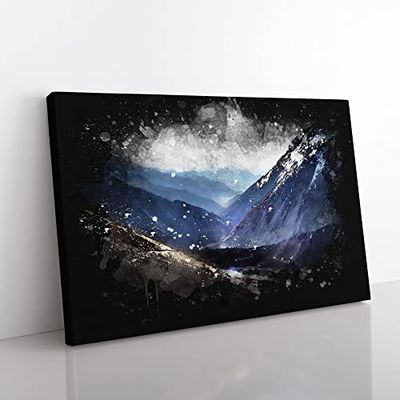 Trail In The Annapurna Circuit Nepal Paint Splash Modern Art Canvas Wall Art Print Ready to Hang, Framed Picture for Living Room Bedroom Home Office Décor, 76x50 cm (30x20 Inch)