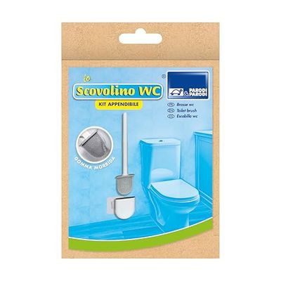 PARODI & PARODI - Escobilla de baño Desmontable para Inodoro, Gancho Adhesivo, escobilla de baño para casa o Viaje, Accesorios útiles para Caravana, Cepillo pequeño y Ligero, Accesorios de baño