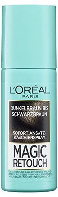 L'Oréal Paris Magic Retouch Pulverizador de ocultação de raízes para transições graduais e naturais, oculta as raízes até à próxima lavagem, castanho escuro a castanho/preto, 1 x 75 ml