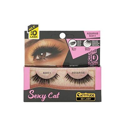 CATTITUDE 3D LASHES Aquarius Sexy Cat 3D Eyelashes, Lightweight & Reusable, Cruelty-Free