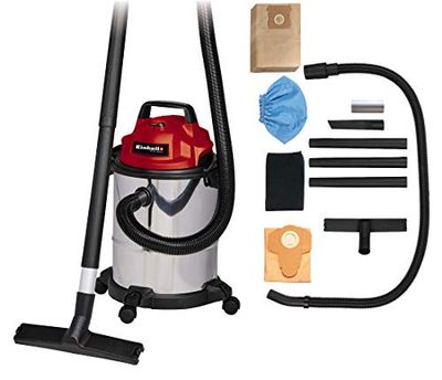 Einhell Aspiradora en seco y húmedo eléctrica con Cable - TC-VC 1815 S. 220-240 V, 50 Hz, 1250 W, 15 litros, Potencia de succión de 180 mbar, 79 dB, Velocidad de 37700 CV + 5 Bolsas de 15L