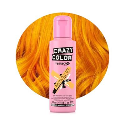 Crazy Color Vibrant Anarchy UV Semi-Permanent Hair Dye. Highly Pigmented Orange UV Conditioning & Oil Nourishing Vegan Formula | No Bleach or Ammonia | 100ml