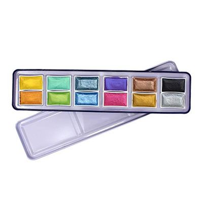 Artway Watercolour Set - Shimmer - 12 Full Pans , Black