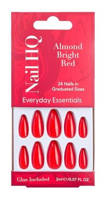 Nail HQ Almond Bright Red Nails (24 Pieces)