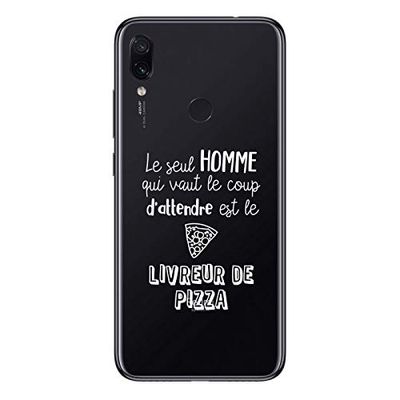Zokko Beschermhoes voor Xiaomi Redmi Note 7 pizza-boek - zacht, transparant, inkt wit
