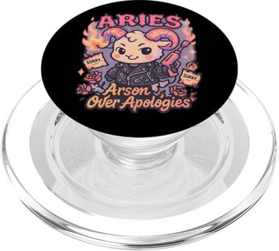 Incendio provocado del zodiaco de Aries por disculpas Divertido PopSockets PopGrip para MagSafe