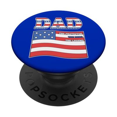 Dad Protector Hero Legend Bandera Americana Papá Día del Padre PopSockets PopGrip Adhesivo