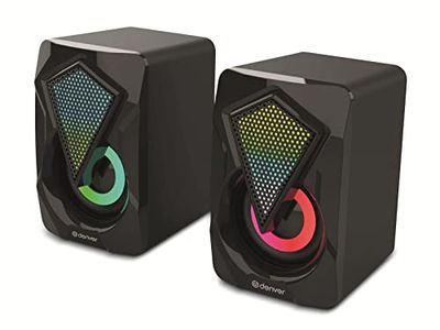 Denver Altavoces Gaming 2.0 GAS-500. Volumen 2x3 W RMS. Luces. Conexión USB y minijack 3,5 mm.