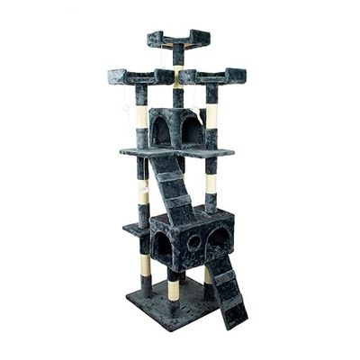 Mobiclinic, Rascador árbol para Gato, Modelo Tom, Grande, para Escalar, 4 Alturas, Soporta hasta 10 kg, con Plataformas y Refugios, Juguete Desestresante, Cuerda de sisal, Gris