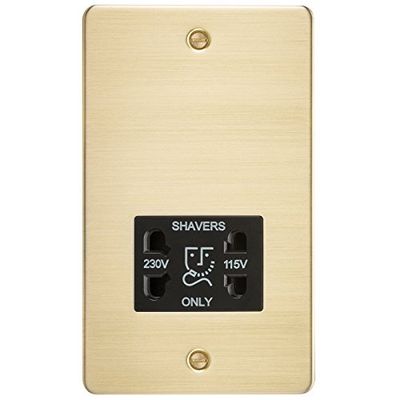 Knightsbridge FPAV8900BB 115/230 V piatta rasoio a doppia tensione con inserto nero – in ottone spazzolato