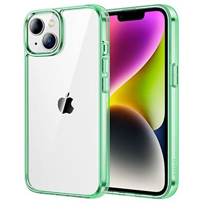 JETech Case voor iPhone 14 6,1-Inch, Anti-Vergeling Schokbestendige Transparante Bumper Hoesje, Antikras Doorzichtige Achterkant (Middernachtgroen)