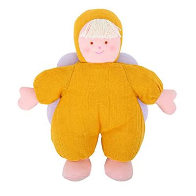 Trousselier - Peluche a forma di angelo, 21 cm di altezza, tessuto di lino, classico chic, ideale come regalo di nascita - lavabile in lavatrice - Colore curry - 2 count