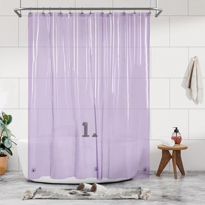 Fodera per tenda da doccia, in PEVA trasparente di alta qualità, con 3 magneti e occhielli in metallo, impermeabile, leggera, di dimensioni standard, per bagno, colore: lavanda traslucida