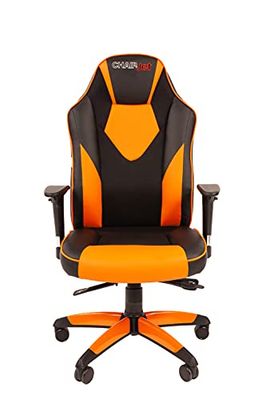 Chairjet PC-stoel XXL, bureaustoel, beweegbare zitting, directiestoel, instelling van de zitdiepte, computerstoel, kunstleer, Sipro kantelfunctie, 150 kg, 17SA (zwart/oranje)