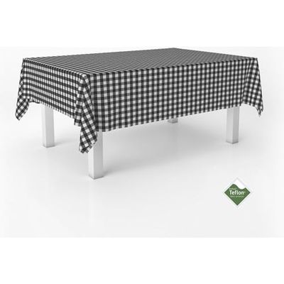 ECOMMERC3 Nappe Anti-Taches Vichy pour Table rectangulaire Taille 100 x 140 cm - Nappe Vichy au Toucher Extra Douce et imperméable, Couleur Noire