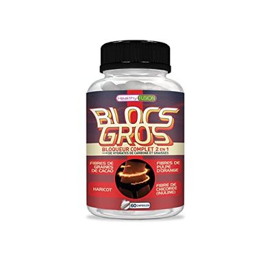 Healthy Fusion Blocs Gros Bloqueur comlet | Puissant bloqueur de glucides et de graisses 2-en-1 | 60 Capsules