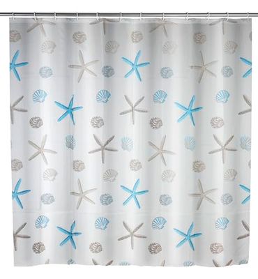 WENKO 22490100 Shower curtain Bella Mare - waterproof, easy to clean, Polyethylene, 200 x 180 cm, Multicoloured