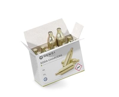 HENDI Cargadores de soda, 10 piezas, para agua con gas, para sifón de agua con gas, cargadores de CO2, 7,8g de CO2 por cargador (Paquete de 10)