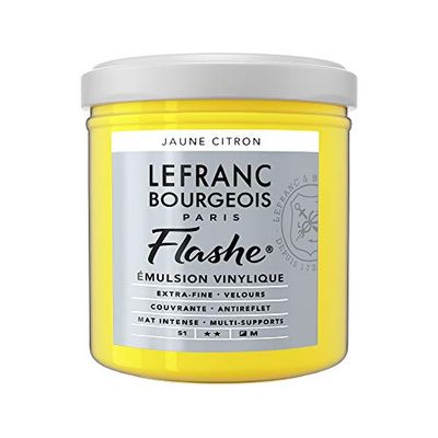Lefranc Bourgeois Flashe acrílico, pintura de vinil, amarelo limão, tubo de 125 ml, vinilfarbe, 125