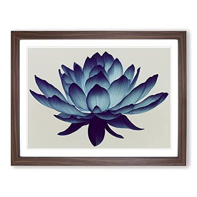 Staggering Lotus Flower H1022 WHT Framed Print for Living Room Bedroom Home Office Décor, Wall Art Picture Ready to Hang, Walnut A2 Frame (64 x 46 cm)