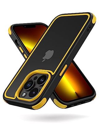 Mobnano Ultra Hybrid iPhone 13 Pro Hoesje Transparente beschermend Hoesje Bumper schokbestendig robuust hybride stijlvol Siliconen slank slim duidelijk hard Case - Zwart/Geel